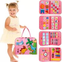 New felt busy board children's early education intelligence learning board toy quiet book Montessori early number busy board rožinė