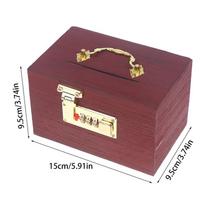 1PcWooden Box Password Lock Money Saving Coin Box Piggy Bank Organizer With Lock Treasure Box For Cards Dollars Cents Kids Gifts ruda