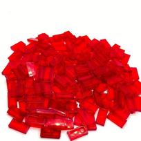 100pcs Transparent 1x2 Flat Light Panels for Building Blocks - Durable ABS Plastic, Compatible with 3069 Pixel Art Toys raudona