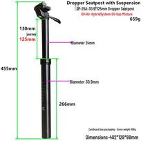 Hydraulic Shock-Absorbing Seatpost for Mountain Bikes - Multiple Sizes Available Adjustable Height
