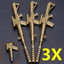 3Pcs/Set New Arrival Creative Stationery Gun Gel Pen Replaceable Pen Refill for Toy or Gift 0.38mm (Color: Gold)