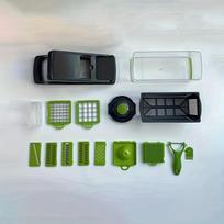 16Pcs multi-functional kitchen cutter/shredder set with interchangeable blades and various tool types. 16 Pcs/set žalia