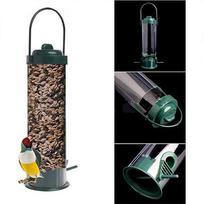 Bird Feeder Hanging Food Dispenser Parrot Food Box for Outdoor Balcony žalia