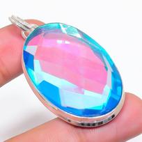 Natūralus violetinis mistinis stiklo akmuo 925 svarų sterlingų sidabro pakabukas 2,25  AP-14098 pink