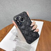 Pura 70 Pro Ultra Phone Case With Luxury Tweed Aluminum Lens Ring PC Cover Women Stylish Slim Protective Shell Huawei Pura 70 Ultra juoda