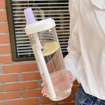 500/850 ml vandens buteliukai sulčių pieno plastikiniai puodeliai su dangteliu šiaudeliu burbulinės arbatos kavos puodeliai permatomi didelės talpos gėrimų indai 850ml violetinė