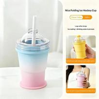 Collapsible 2 in 1 Ice Ball Cup Mold Silicone Portable with Straw Lid Compact Ice Maker for Outdoor Camping Sports Fest 1