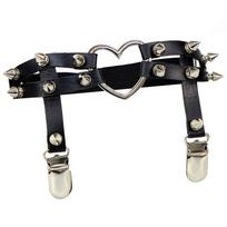 Punk Sexy Spike Garter Belt Rock Rivet Elastic Suspender Belt 2 Clips Harajuku Gothic Goth Studded Women Leglet Stockings Garter juoda