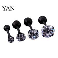 Vyrai Moterys Kalnų krištolas kremzlės Tragus Bar Helix Upper Ear Earring Stud Jewelry 4mm