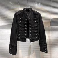 Liekninanti Punk stiliaus motociklininko striukė moterims, ilgomis rankovėmis, su stovinčia apykakle, džinsinė striukė, viršutinis drabužis, moteriška mada, trumpas viršutinis drabužis S juoda