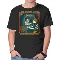 Unisex Crew Neck T-Shirt The Haunted Arcade Graphic Short Sleeve Casual Tee XL