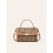 New cork printed small square bag fashion trend personalized Guochao bark portable shoulder oblique span bag