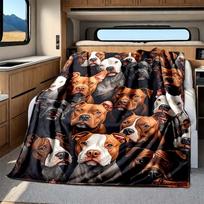 Custom American Pit Bull Fleece Blanket Personalized Name Text Dog Portrait Print Throw Soft Warm All Season Bedding Gift 70x100cm28x39in
