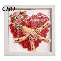 Dustproof Shadow Box Personalized Mommy I Love You Flower Custom Names Holding Hands Frame Gifts for Mom Grandma from Daughter or Son on Mother's Day S D balta