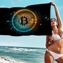 Trends Bitcoin Microfiber Printed Beach Towel Mountain Climbing Yoga Beach Swimming Running Absorbent Soft Towel Cotton 30x30cm