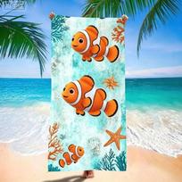 Sea Turtle Coral Microfiber Beach Towel, Ocean Life Starfish Bath Towels, Tropical Marine Scenery Travel Towel for Women Kids 50x100cm