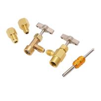 R134A Self Sealing Can Tap Valve Brass Puncture Style Dispenser Valve with Refrigerant Tank Adapters for Air Condition