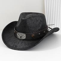 Studded Bullhead Western Cowboy Hat Vintage Sombrero Hat Vintage Jazz Hat  Costume Party juoda