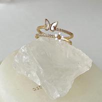 Korean-Style Butterfly Ring for Women, Ins Light Luxury Style, Fashionable Niche Design, Adjustable Open Ring, Model United States