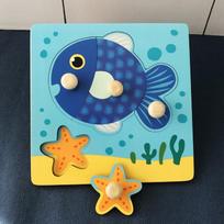 Kids Hand Grab Board 3D Puzzle Wooden Toys For Children Cartoon Animal Wood Jigsaw Puzzle Toddler Early Learning Educational Toy