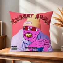 1Pc Tyler The Creator Cherry Bomb Pillow Cover, Polyester 2D Double-Sided Print, Rapper Merch Cushion Case, Decorative Throw Pil Peach skin 18*18(CM)-1Pcs