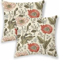 Vintage Poppy Pillow Cover Double Sided 2D Print Timeless Soft Pillow Cover Bedroom Living Room Couch Decor Nostalgic Vibe Gift Peach skin 18*18(CM)-1Pcs