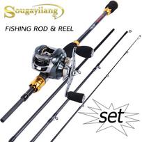 Meškerykočio ritė 4 sekcijų užmetimo meškerės ir 11+1BB meškerės ritės, skirtos ešerių žvejybai lauke 2.1M Rod&Reel Left Hand