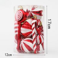 1 Dėžutė Kalėdinės Eglutės Kabantis Papuošalas Raudonas Baltas Saldainis Lazdelė Pakabukas Navidad Naujųjų Metų Dekoracija 14PCS