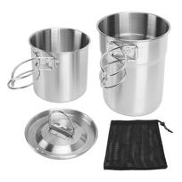 Foldable Camping Cookware 304 Food Grade Stainless Steel Multifunctional Portable Camping Cups Mugs L(for 6.5-9kg)