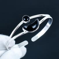 Beautiful Black Onyx Gemstone Handmade Cuff Bangle 925 Sterling Silver Cuff Bangle, Black Onyx Bracelet For Wife , Unisex Bangle, Gift For Her 7 juoda
