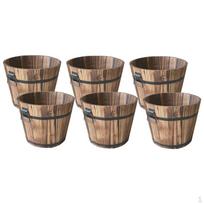 6x Wooden Round Barrel Planter Flower Pot Garden Yard Wedding / Kinds beige