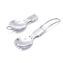 Folding Camping Hiking Spork Cutlery Stainless Steel Picnic Spoon Fork Tableware 15.5*4cm