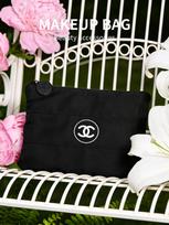CHANEL stiliaus kosmetinė moterims, didelės talpos nailoninė kosmetikos tašė, su užtrauktuku, kelioninė prausimosi tašė, nešiojama, lūpų dažų, telefono laikymo, sankabos piniginė juoda