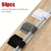 94pcs Hook and Loop Cable Straps, Cable Management Under Desk, Self Adhesive Cable Ties, Black/White/Grey 94pcs juoda