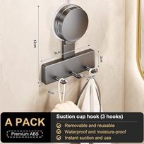Suction Cup Hooks Punch-Free Wall Mounted Storage Rack For Coat Clothes And Towel Rack Space Saving Strong Load-Bearing Capacity A1