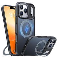 Applicable to Apple 17ProMax mobile phone case iPhone16Pro damping gear rotating bracket magnetic fulcrum case iphone 17 pro max juoda