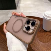 Applicable iPhone16promax wavy magnetic mobile phone case Apple 15 matte metal lens ring protective case iPhone16PRO MAX