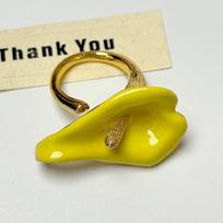 Adjustable Enamel Calla Flower Ring Metal Vintage Ring Luxury Geometric Open Ring  Women rožinė