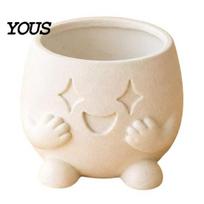 Multipurpose Storage Pot Smiling Face Planter, 3D Printed Cute Plant Pot, Decorative Planter for Succulents Cacti Small Green Plants Flowerpot žalia