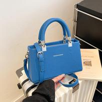 Hard shell small bag women's bag hand new fashion women's portable shoulder messenger small square bag mėlyna