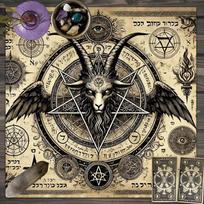 Baphomet Pentagram Altar Cloth Mystic Witchcraft Tarot Tablecloth Wicca Wall Tapestry Gothic Room Decor Magic Ritual Desk Mat (as the picture,50X50CM)