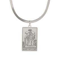 Dawapara The Suit of Cups Tarot Necklace Minor Arcana Tarot Cards Snake Chain Choker Stainless Steel Jewelry Lucky Amulet steel color