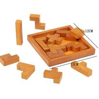 Klasikiniai trylikos geometrinių formų Tangram mediniai galvosūkiai vaikams ir suaugusiems Neįmanomas intelekto koeficientas Iššūkis Švietimo žaislai orange