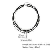 Vnox Metal Triangle Pendant Black Onyx Beaded Layered Leather Necklace for Men Women, 50-57cm Length Boho Jewelry Gift 50-57cm