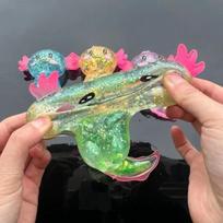 Colorful Salamander Maltose Fidgets Toys Squishy Malt Sugar Stretchy Axolot Fun Squeeze Bithday Supplies Anti-Anxiety Gift žalia