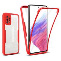 Telefono dėklas, skirtas Samsung Galaxy A53 5G dangtelis 360 laipsnių viso kūno apsauginis apvalkalas, skirtas Samsung A53 A 53 5G dvipusiams smūgiams atspariems Coque dėkliams Samsung Galaxy A53 5G raudona
