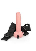 Dirbtinis penis su diržais RealRock Hollow Strap-On, 18 cm