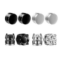 8-12Pcs Fashion 316 Stainless Steel Magnetic Ear Cuffs No Piercing Zircon Fake Earrings Set For Daily Wear 6mm