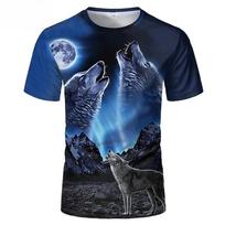 Men's Trendy Wolf 3D Print T-Shirt, Short-Sleeve Fashionable Summer T-Shirt, 3D Animal Print, Plus Size Crew Neck, Casual Holiday Top S balta