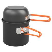 10 Piece Camping Cookware Mess Kit Ultralight Pot Set Easy Clean Non Stick for Travel Outdoor Cooking oranžinė